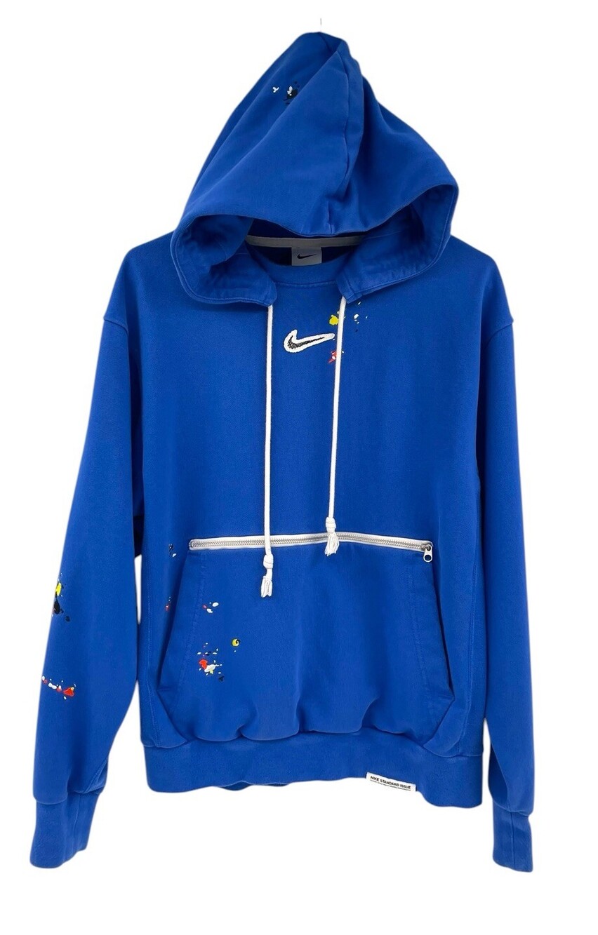 Nike Standard Issue Splatter Fleece Hoodie Sweater Blue Mens Size Small